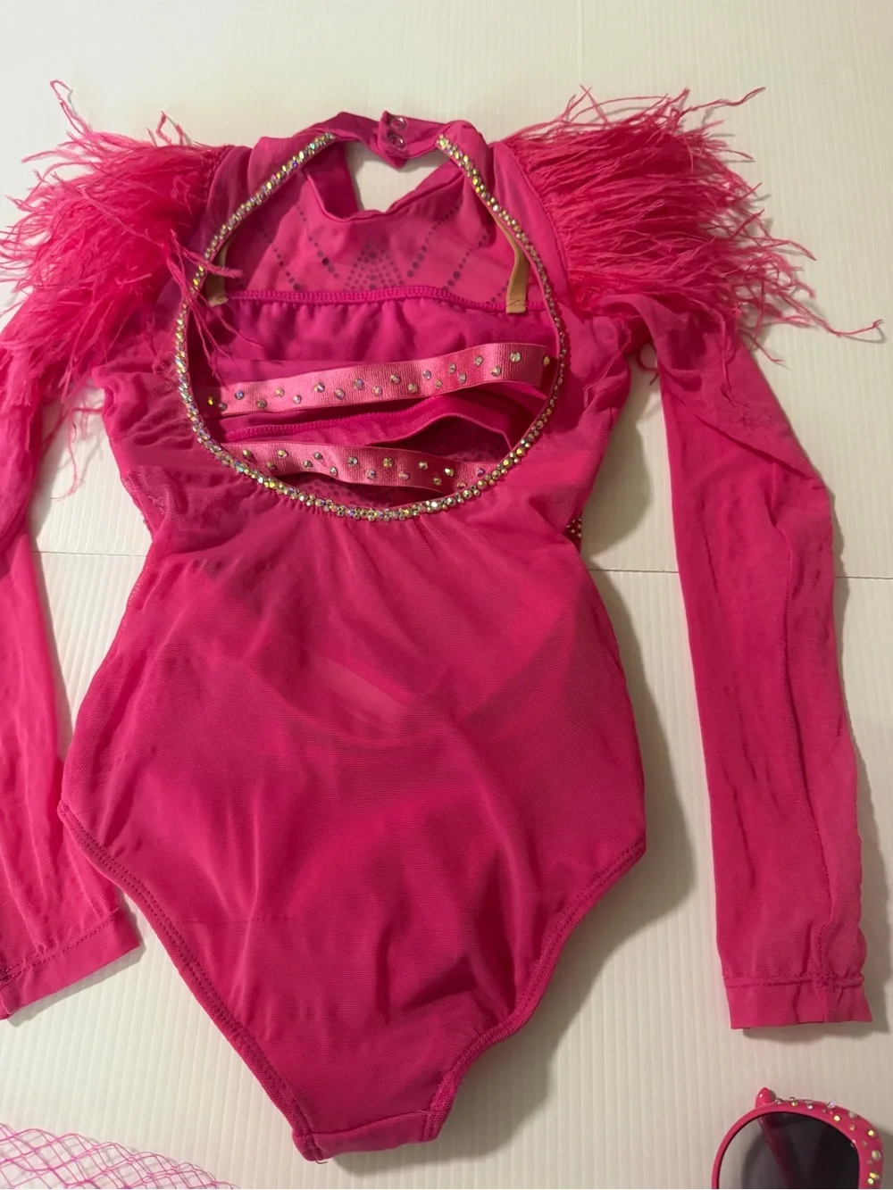 Revolution Tenth House Dance Leotard costume EMINENT TH23111 hot pink feather MC
